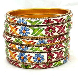 Meenakari flower Bangles, Indian Bangles, peacock bangle Jewelry, Gift for Her,
